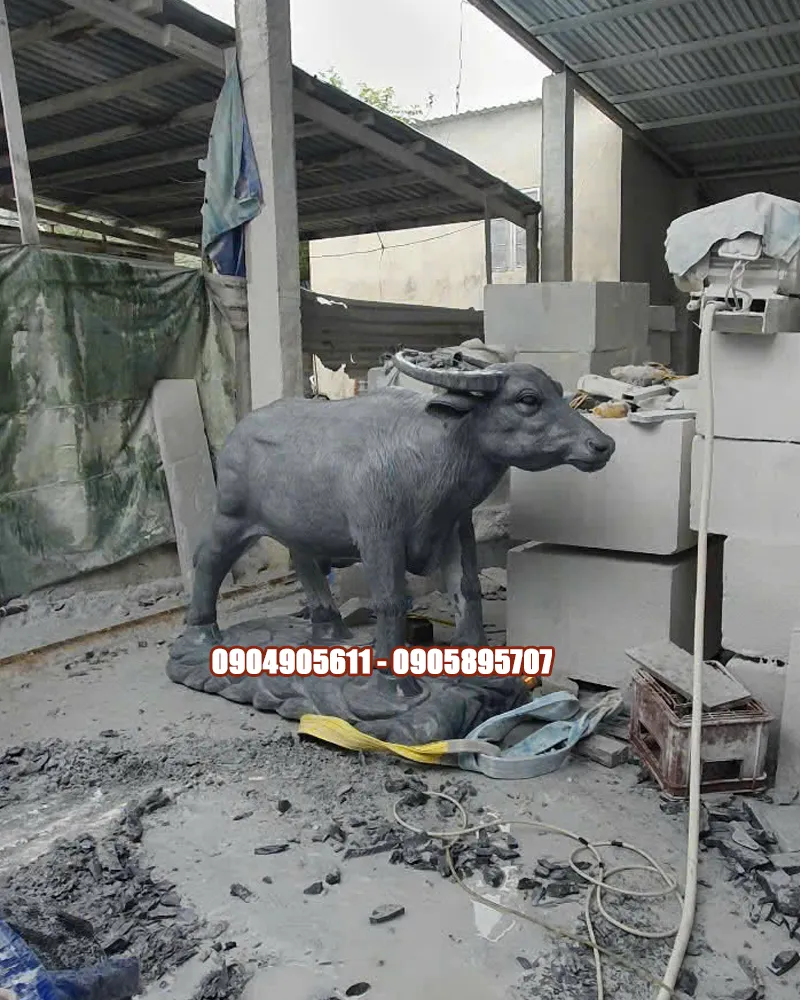điêu khắc tượng trâu đá
