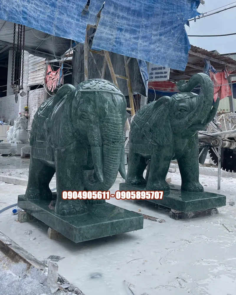 tượng voi đá xanh ấn độ cao 1m5