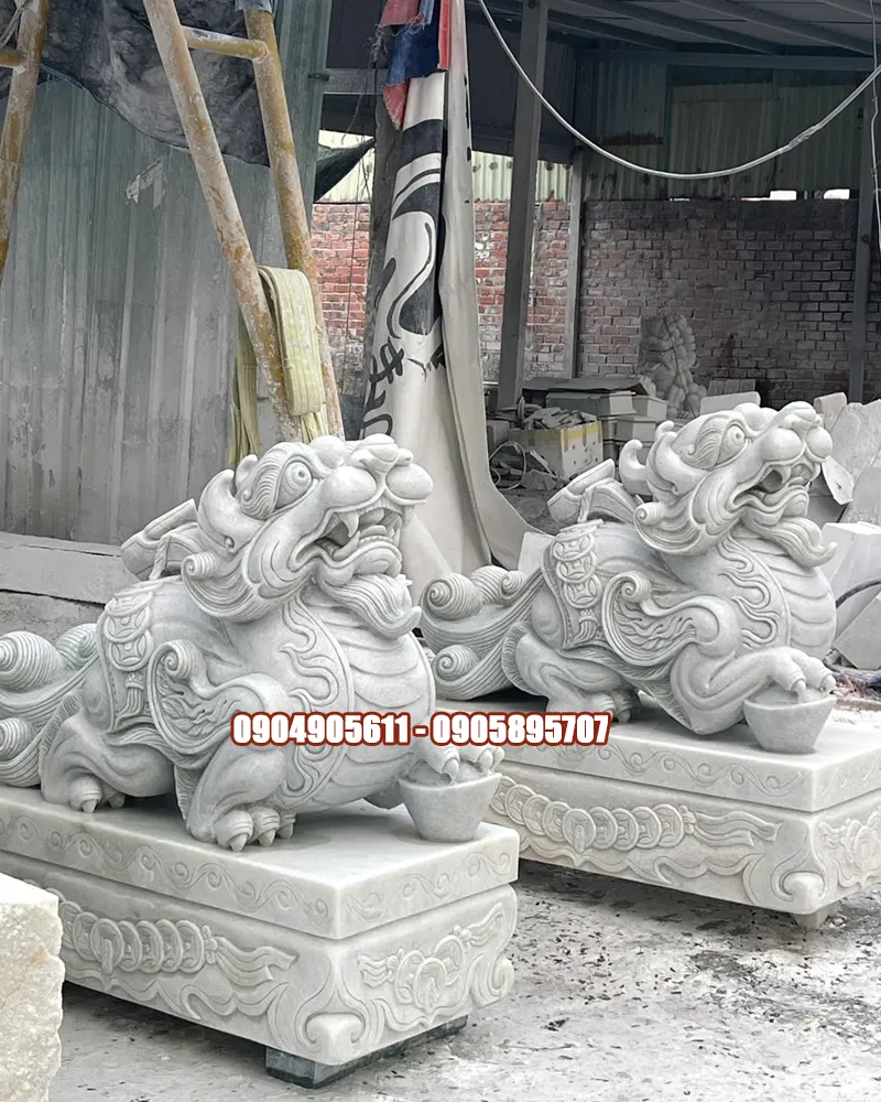 Tượng Tỳ Hưu Đá Trắng cao 1m
