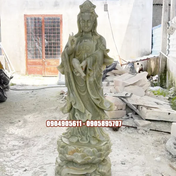 tượng quan âm 1m đá ngọc